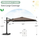 EROMMY 10 x 13 Outdoor Large Offset Umbrella - Brown-Erommy